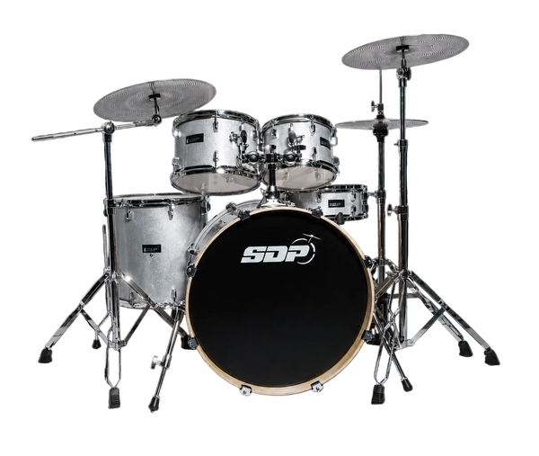 Sonic Drive 5-Piece Pro Series Drum Kit with Silent Cymbals (Metallic Silver)