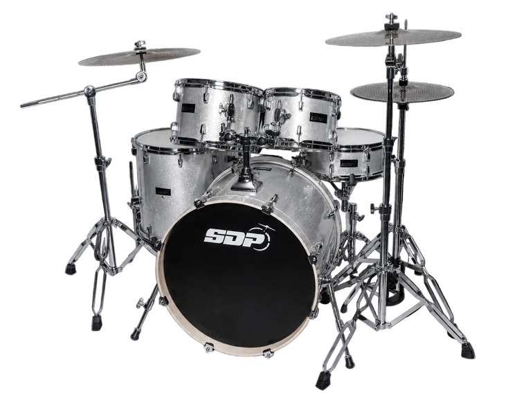 Sonic Drive 5-Piece Pro Series Drum Kit with Silent Cymbals (Metallic Silver)