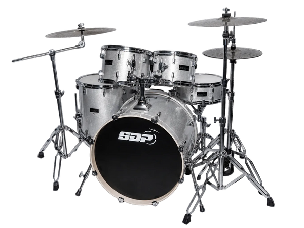 Sonic Drive 5-Piece Pro Series Drum Kit with Silent Cymbals (Metallic Silver)