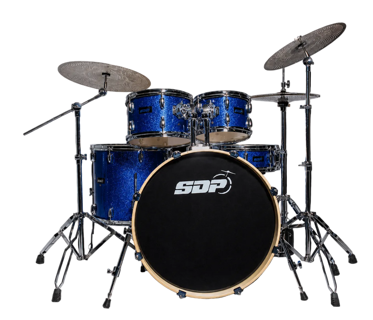 Sonic Drive 5-Piece Stage Series Drum Kit with Silent Cymbals (Blue Sparkle)