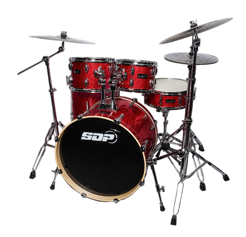 Sonic Drive 5-Piece Stage Series Drum Kit with Silent Cymbals (Red Sparkle)