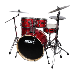 Sonic Drive 5-Piece Stage Series Drum Kit with Silent Cymbals (Red Sparkle)