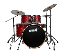 Sonic Drive 5-Piece Stage Series Drum Kit with Silent Cymbals (Red Sparkle)