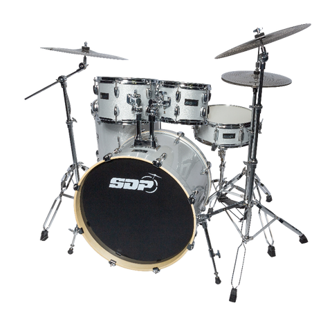 Sonic Drive 5-Piece Stage Series Drum Kit with Silent Cymbals (Silver Sparkle)