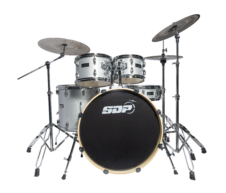Sonic Drive 5-Piece Stage Series Drum Kit with Silent Cymbals (Silver Sparkle)