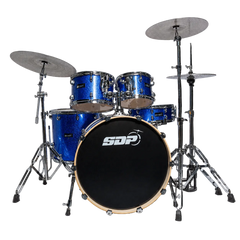 Sonic Drive 5-Piece Pro PLUS Series Drum Kit with Silent Cymbals (Blue Sparkle)