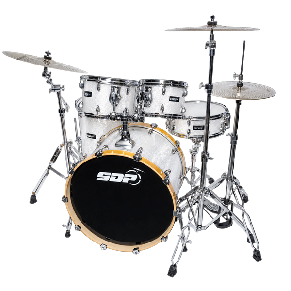 Sonic Drive 5-Piece Pro PLUS Series Drum Kit with Silent Cymbals (White Sparkle)