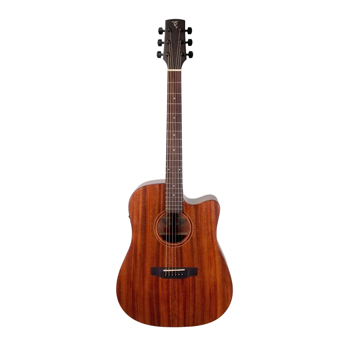 Timberidge Mahogany Solid Top Acoustic Dreadnought Cutaway Guitar (Natural Satin)