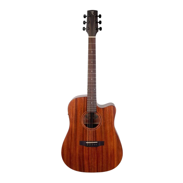 Timberidge Mahogany Solid Top Acoustic-Electric Dreadnought Cutaway Guitar (Natural Gloss)