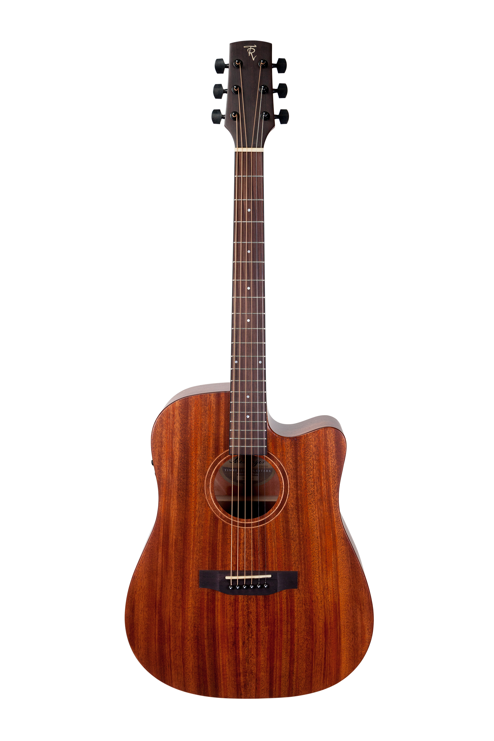 Timberidge 'Messenger Series' Mahogany Solid Top Acoustic-Electric Dreadnought Cutaway Guitar (Natural Satin)