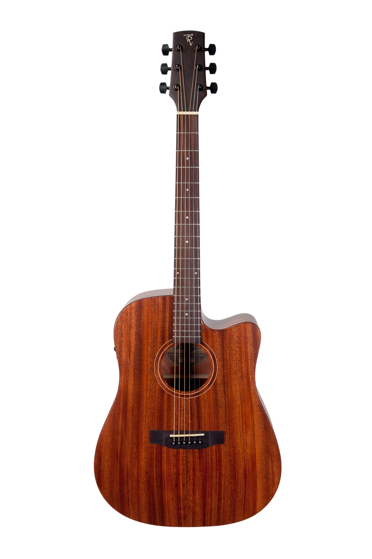 Timberidge 'Messenger Series' Mahogany Solid Top Acoustic-Electric Dreadnought Cutaway Guitar (Natural Satin)