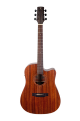 Timberidge 'Messenger Series' Mahogany Solid Top Acoustic-Electric Dreadnought Cutaway Guitar (Natural Satin)
