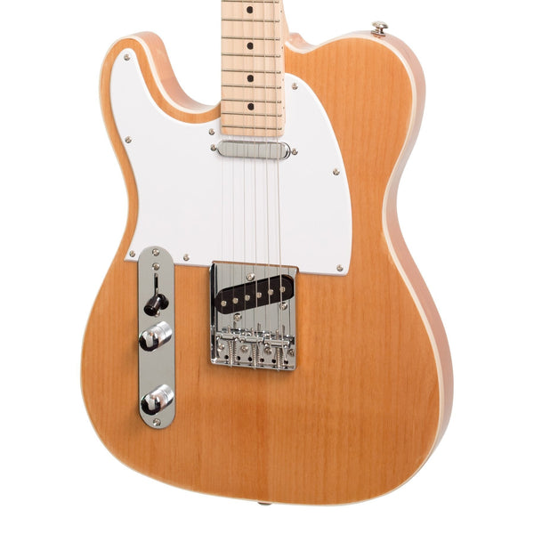 Casino TE-Style Left Handed Electric Guitar Set and 15 Watt Amplifier Pack (Natural Gloss)