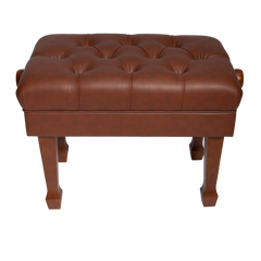 Crown Deluxe Skirted & Tufted Hydraulic Height Adjustable Piano Bench (Mahogany)