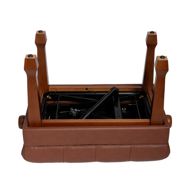 Crown Deluxe Skirted & Tufted Hydraulic Height Adjustable Piano Bench (Mahogany)