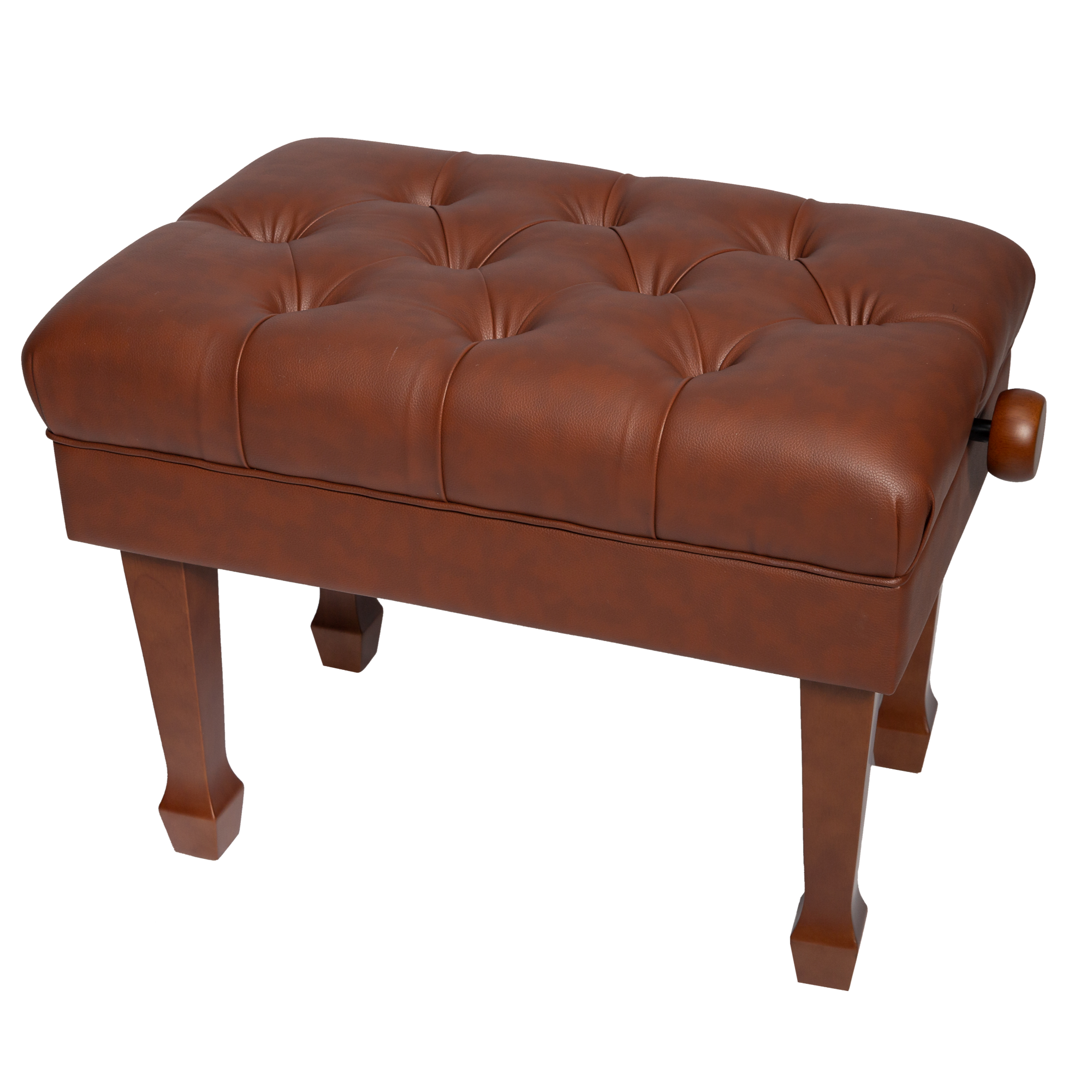 Crown Deluxe Skirted & Tufted Hydraulic Height Adjustable Piano Bench (Mahogany)
