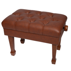 Crown Deluxe Skirted & Tufted Hydraulic Height Adjustable Piano Bench (Mahogany)