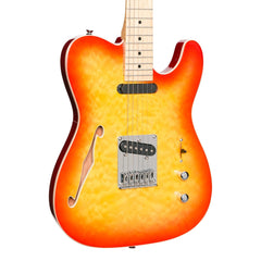 J&D Luthiers Flame Maple Thinline TE-Style Electric Guitar (Cherry Sunburst)