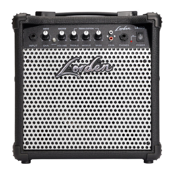 Lorden 15 Watt Slimline Practice Combo Guitar Amplifier-LA-15G-BLK