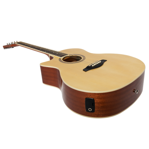 Lorden Left Handed Acoustic-Electric Small Body Cutaway Guitar (Natural Gloss)