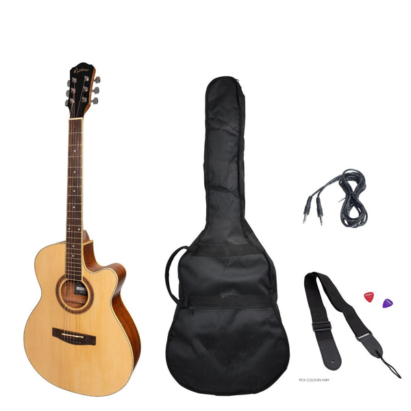 Martinez '41 Series' Folk Size Cutaway Acoustic-Electric Guitar Pack (Spruce/Rosewood)