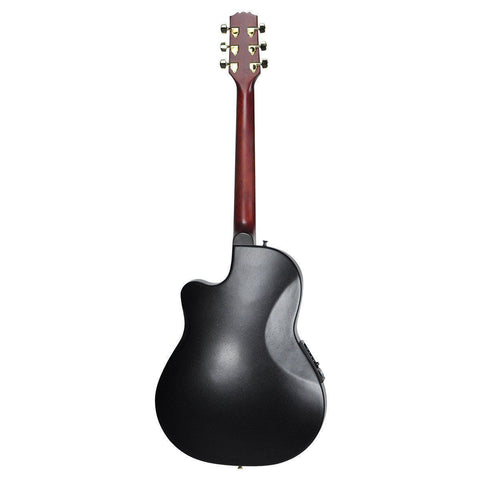 Martinez 'Flame Finish' Acoustic-Electric Roundback Cutaway Guitar (Natural Gloss)