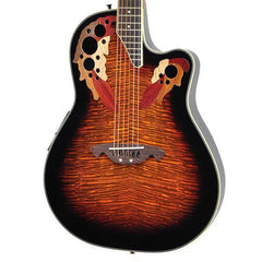 Martinez 'Flame Finish' Acoustic-Electric Roundback Cutaway Guitar (Tobacco Sunburst)