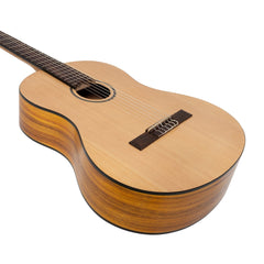 Martinez Left Handed Full Size Student Classical Guitar with Built In Tuner (Spruce/Koa)