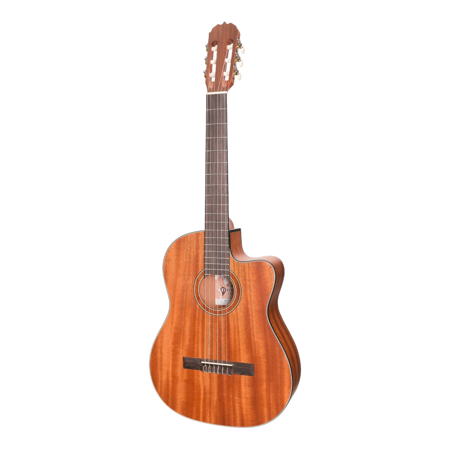 Martinez 'Natural Series' Mahogany Top Acoustic-Electric Classical Cutaway Guitar (Open Pore)-MNCC-15-MOP