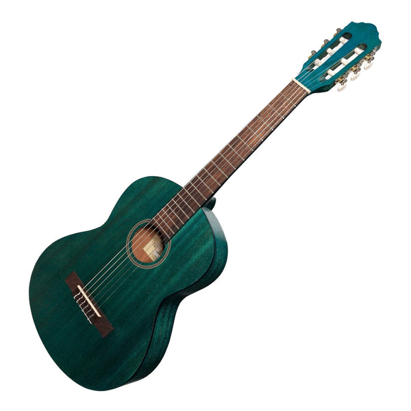 Martinez 'Slim Jim' 3/4 Size Student Classical Guitar with Built In Tuner (Teal Green)