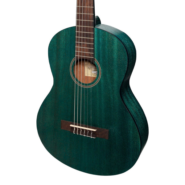 Martinez 'Slim Jim' 3/4 Size Student Classical Guitar with Built In Tuner (Teal Green)
