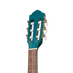 Martinez 'Slim Jim' 3/4 Size Student Classical Guitar with Built In Tuner (Teal Green)