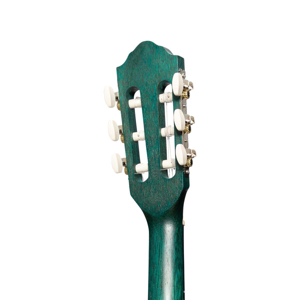 Martinez 'Slim Jim' 3/4 Size Student Classical Guitar with Built In Tuner (Teal Green)