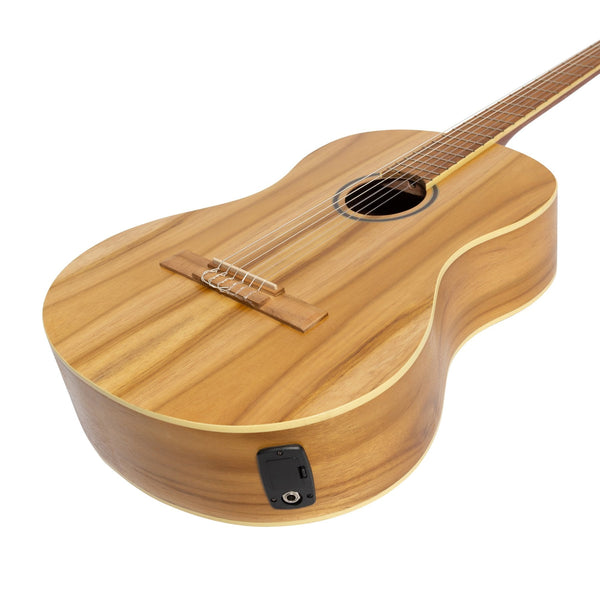 Martinez 'Slim Jim' Full Size Electric Classical Guitar with Pickup/Tuner (Jati-Teakwood)