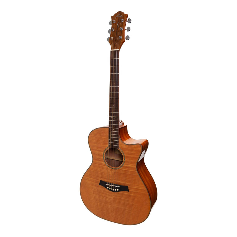 Ranch Flame Maple Top Left Hand Acoustic Small-Body Cutaway Guitar (Natural Gloss)