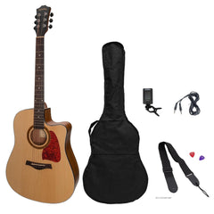 Sanchez Acoustic-Electric Dreadnought Cutaway Guitar Pack (Spruce/Acacia)