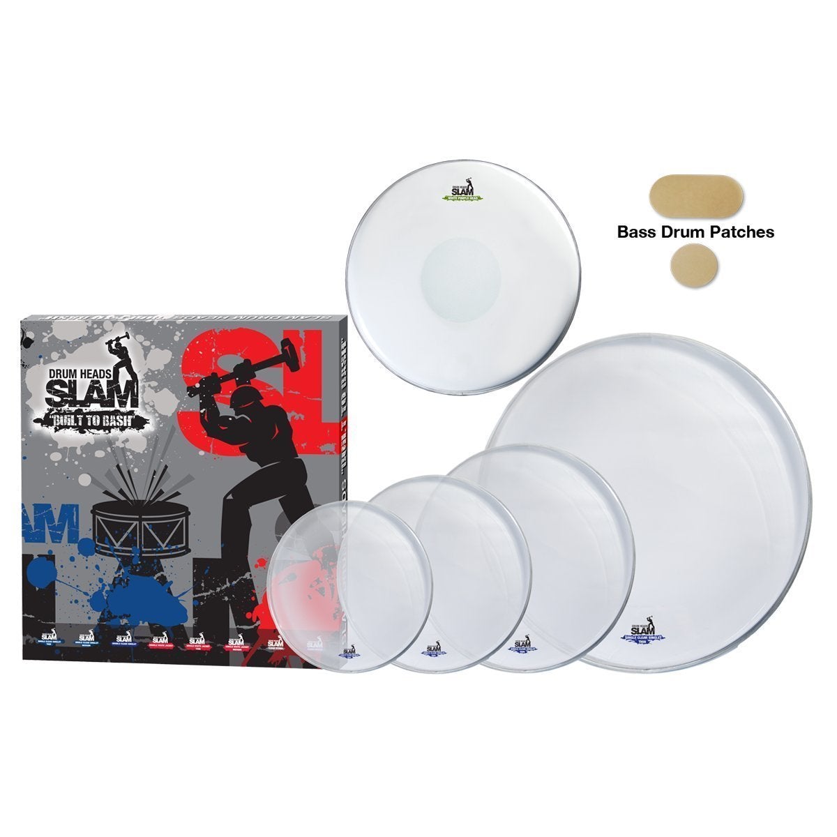 Slam Single Ply Clear Drum Head Pack (10"T/12"T/14"T/14"S/20"BD)-SDHP-1PCL-TF