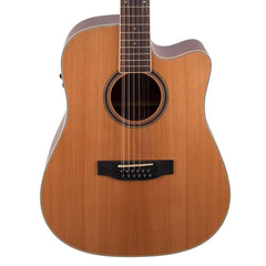 Timberidge '4 Series' 12-String Cedar Solid Top Acoustic-Electric Dreadnought Cutaway Guitar (Natural Satin)