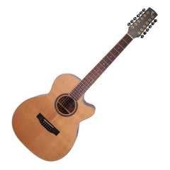 Timberidge '4 Series' 12-String Cedar Solid Top Acoustic-Electric Small Body Cutaway Guitar (Natural Satin)