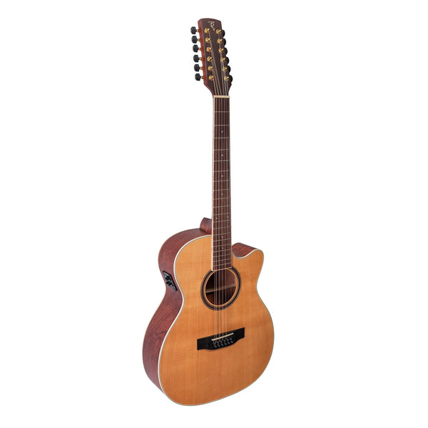 Timberidge '4 Series' 12-String Cedar Solid Top Acoustic-Electric Small Body Cutaway Guitar (Natural Satin)