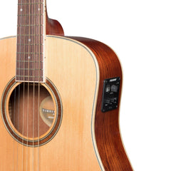Timberidge '4 Series' Left Handed Cedar Solid Top Acoustic-Electric Traveller Mini Guitar (Natural Satin)