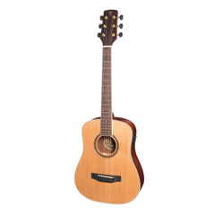 Timberidge '4 Series' Left Handed Cedar Solid Top Acoustic-Electric Traveller Mini Guitar (Natural Satin)-TRM-4L-NST